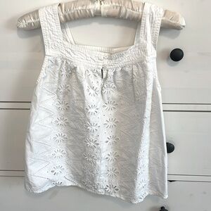 Sleeveless white dress tank, size small